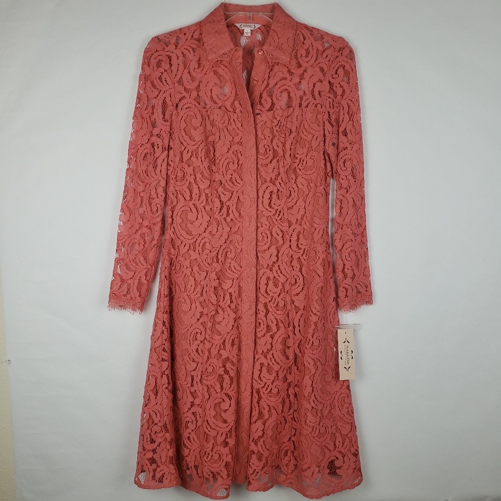NWT Nanette Lepore Sedona Clay Lace Shirt Dress